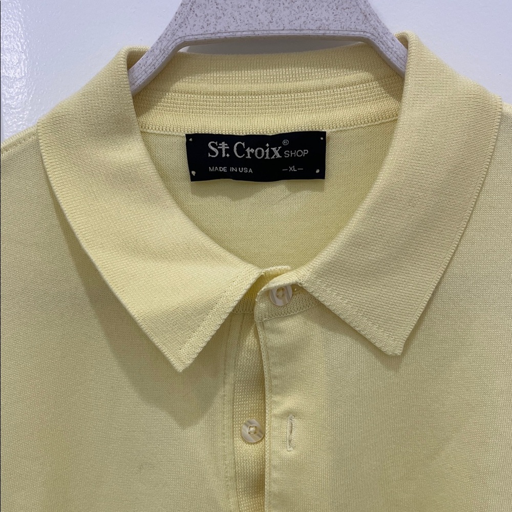 ST. CROIX Luxury Knitwear Cotton Polo Shirt LightYellow-Men’s XL-Made in the USA